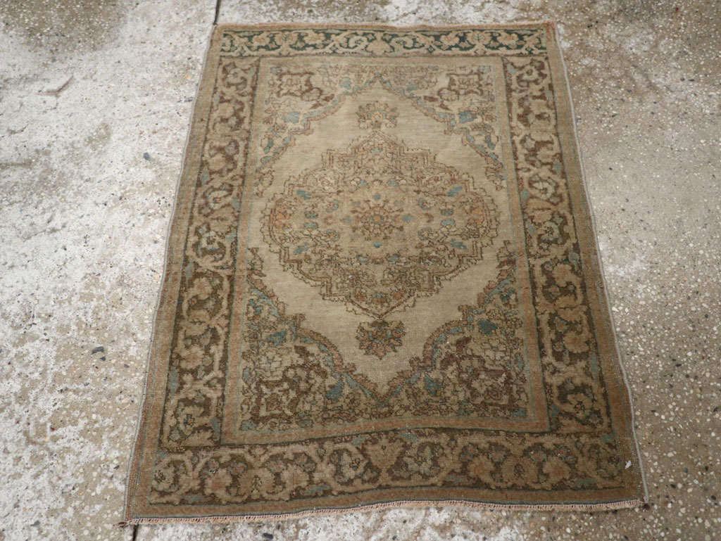 Antique Persian Tabriz Throw Rug, No.32400 - Staging