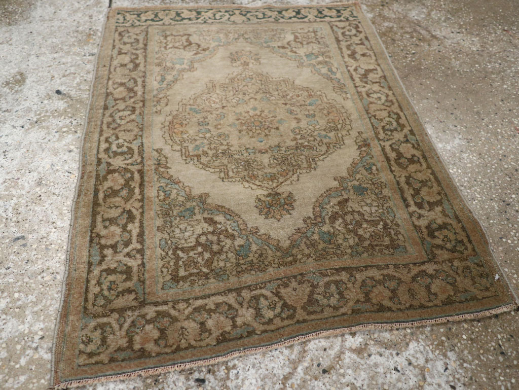 Antique Persian Tabriz Throw Rug, No.32400 - Staging