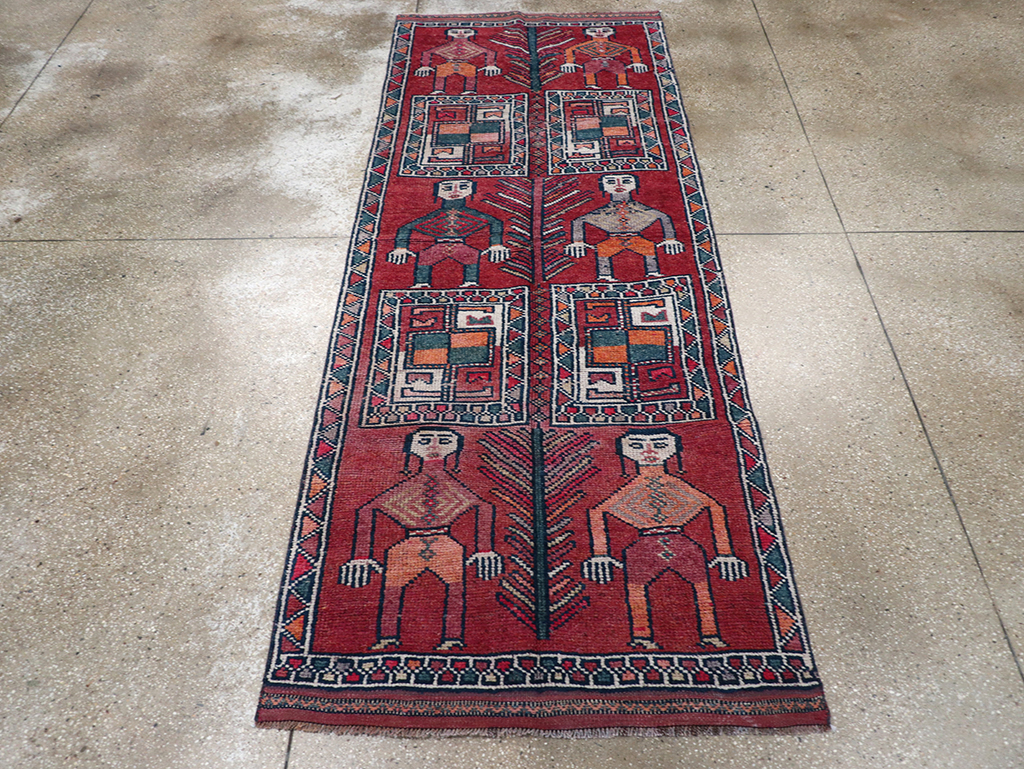 Vintage Turkish Anatolian Pictorial Runner, No.32408 - Staging