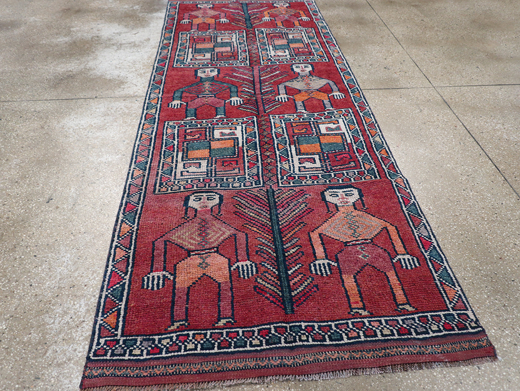 Vintage Turkish Anatolian Pictorial Runner, No.32408 - Staging