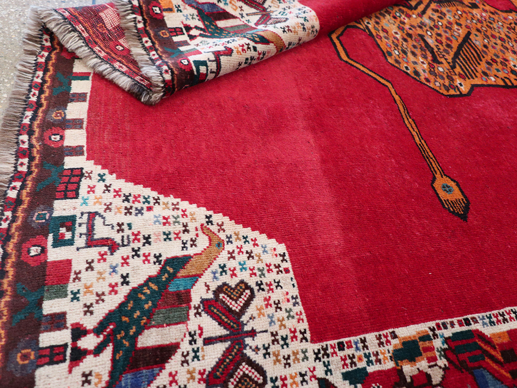 Vintage Persian Gabbeh Pictorial Accent Rug, No.32414 - Staging