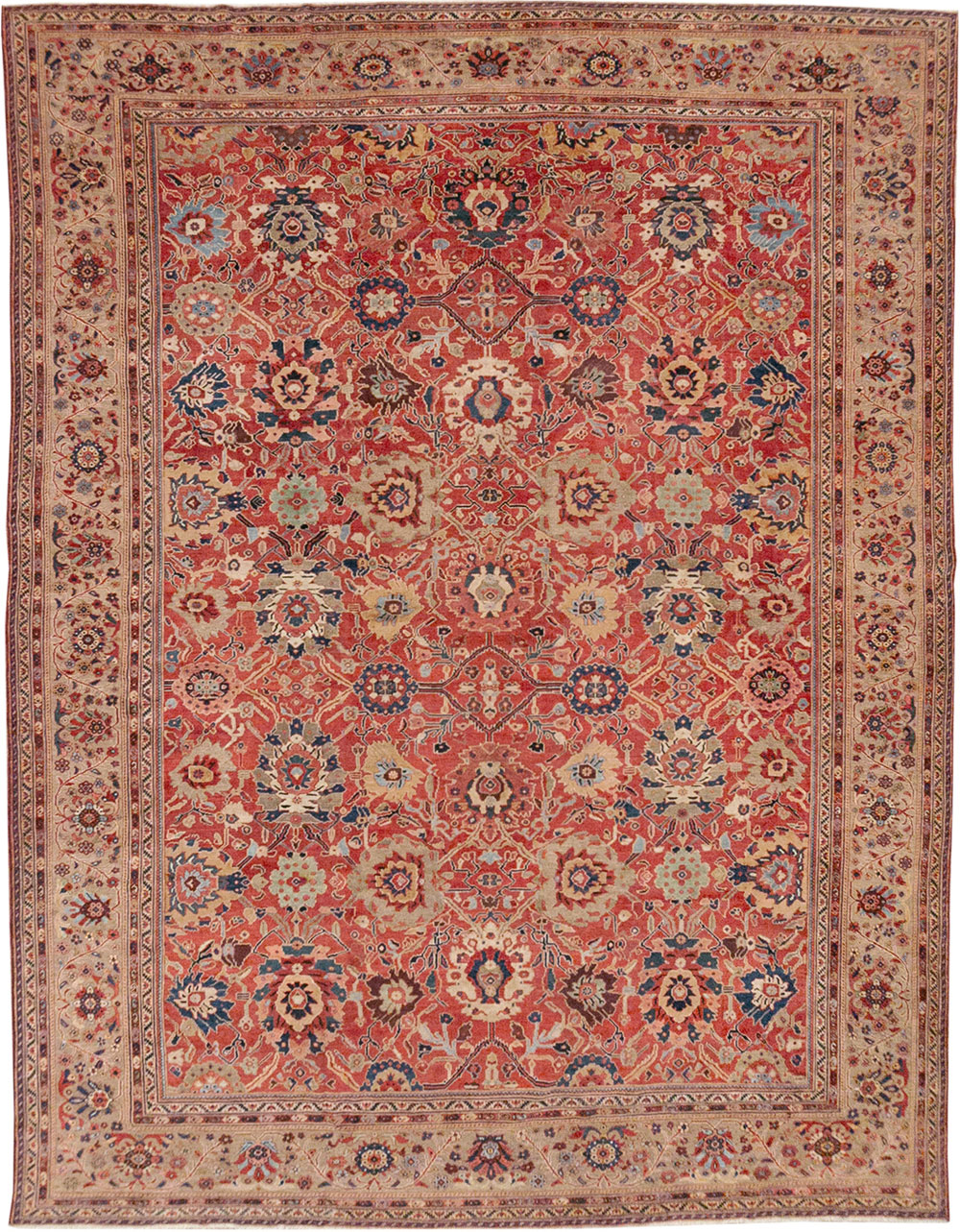 Antique Persian Mahal Large Room Size Carpet, No.32415 - Staging