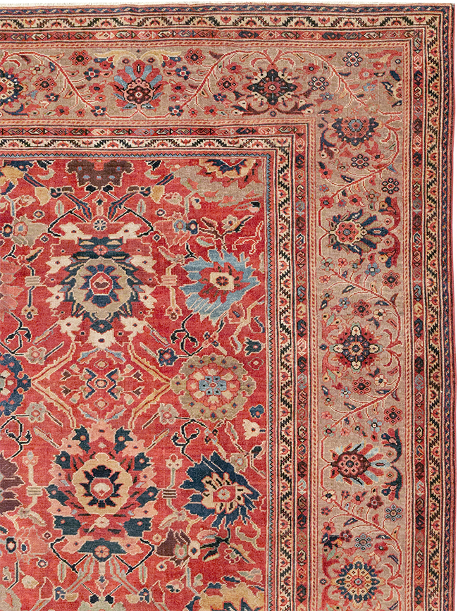 Antique Persian Mahal Large Room Size Carpet, No.32415 - Staging