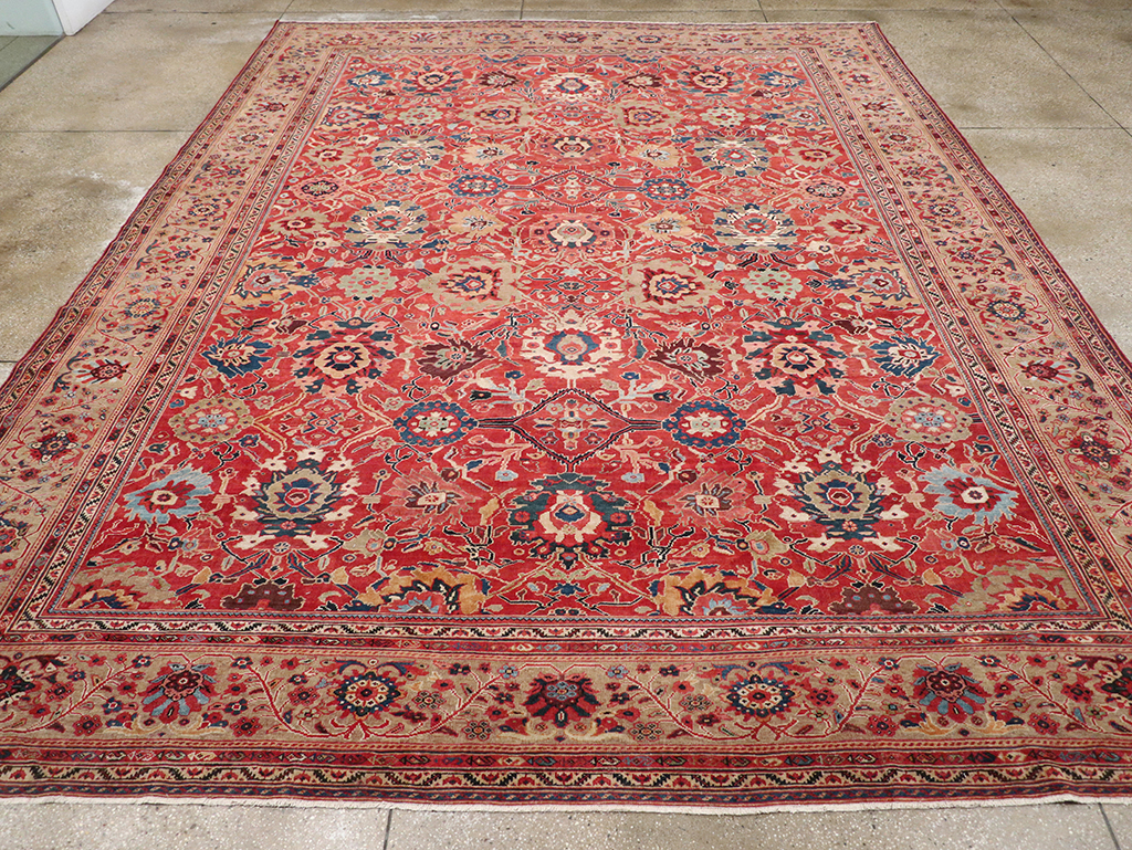 Antique Persian Mahal Large Room Size Carpet, No.32415 - Staging