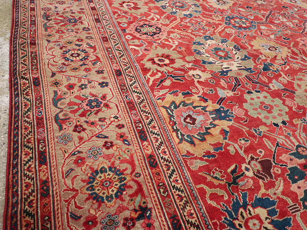 Antique Persian Mahal Large Room Size Carpet, No.32415 - Staging