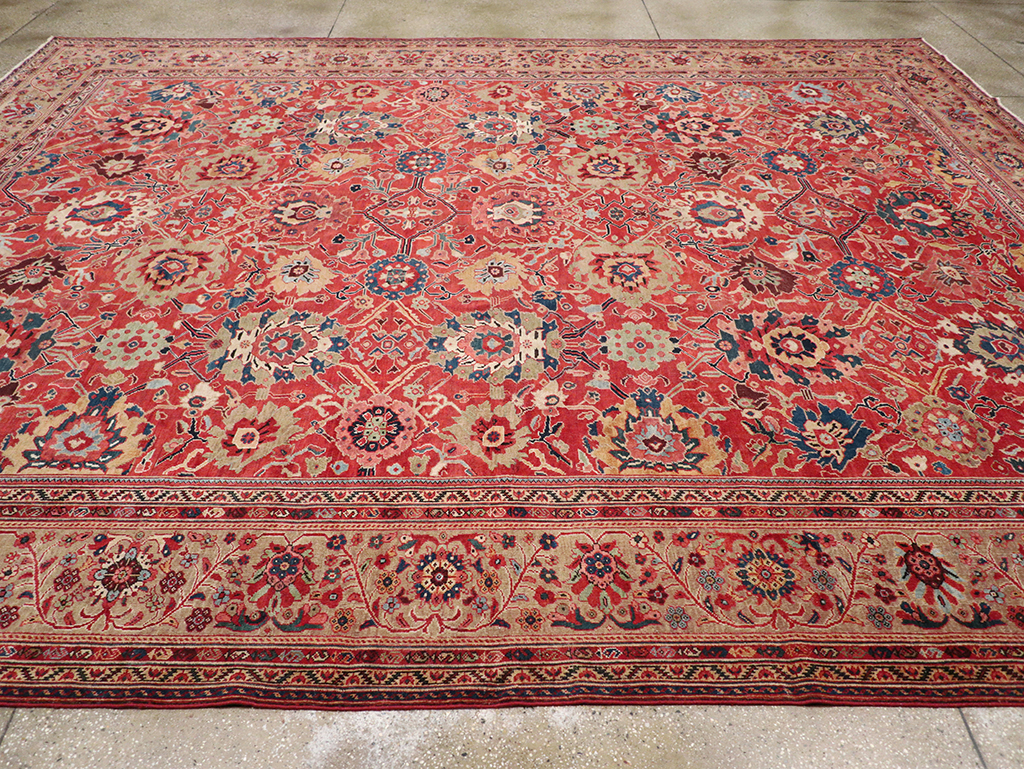 Antique Persian Mahal Large Room Size Carpet, No.32415 - Staging