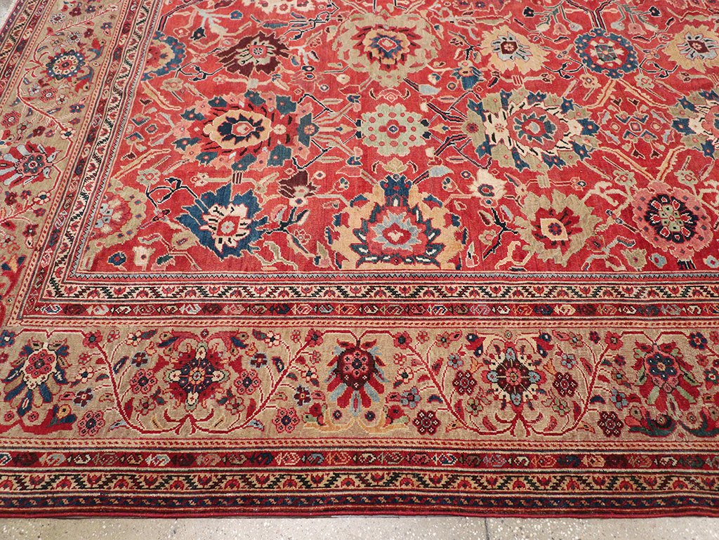 Antique Persian Mahal Large Room Size Carpet, No.32415 - Staging