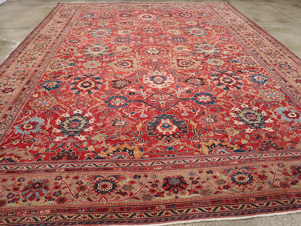 Antique Persian Mahal Large Room Size Carpet, No.32415 - Staging
