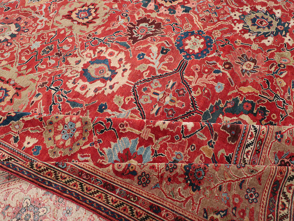 Antique Persian Mahal Large Room Size Carpet, No.32415 - Staging