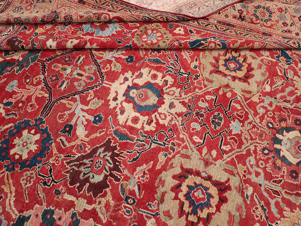 Antique Persian Mahal Large Room Size Carpet, No.32415 - Staging