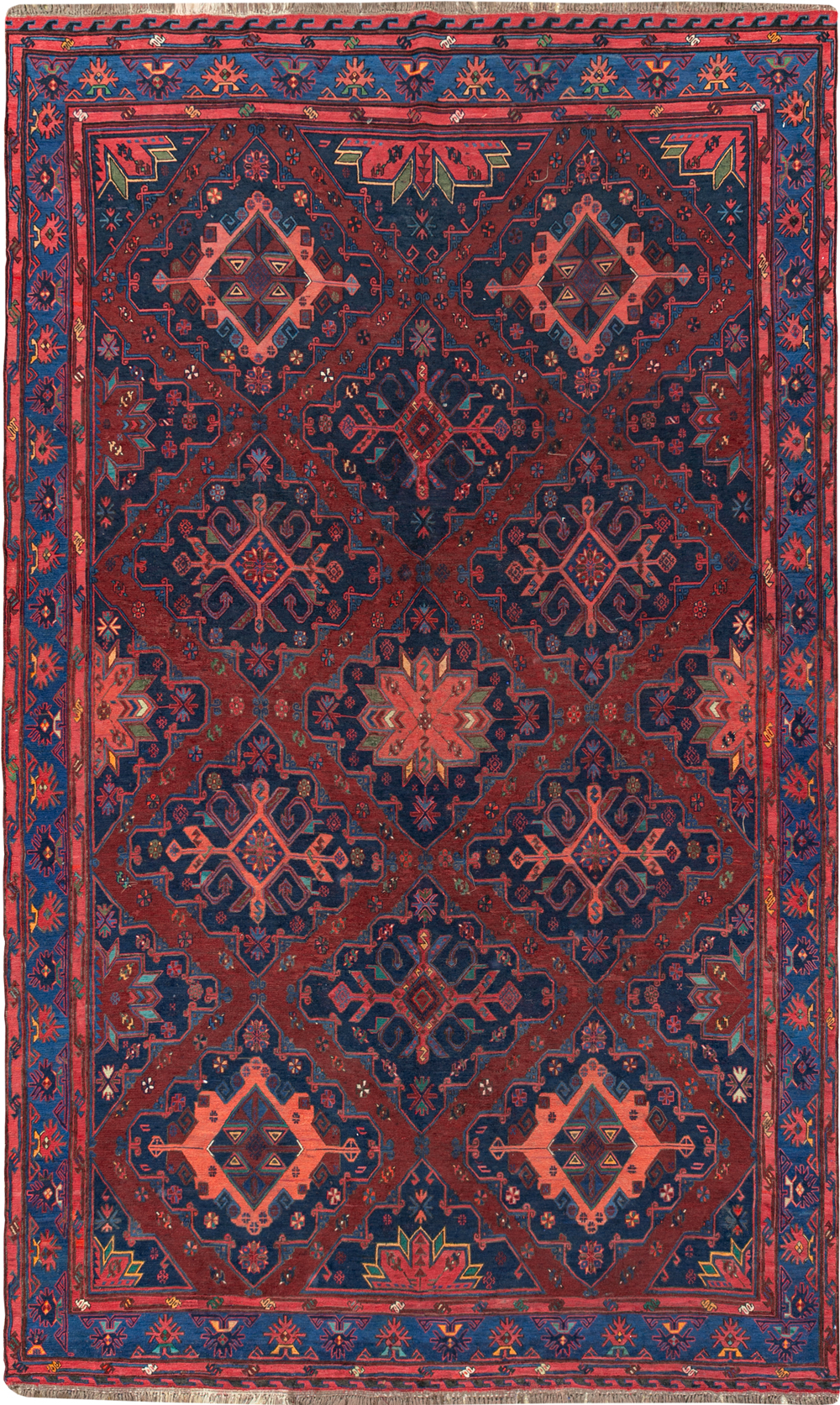 Vintage Central Asian Soumak Gallery Carpet, No.32416 - Staging