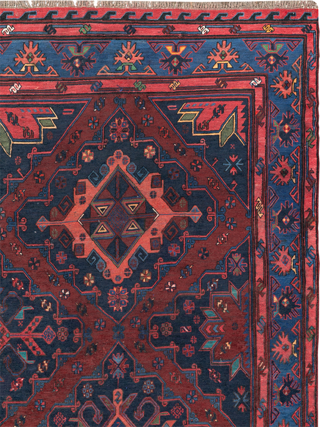 Vintage Central Asian Soumak Gallery Carpet, No.32416 - Staging