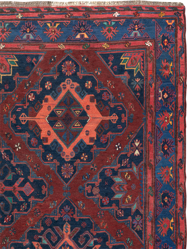 Vintage Central Asian Soumak Gallery Carpet, No.32416 - Staging