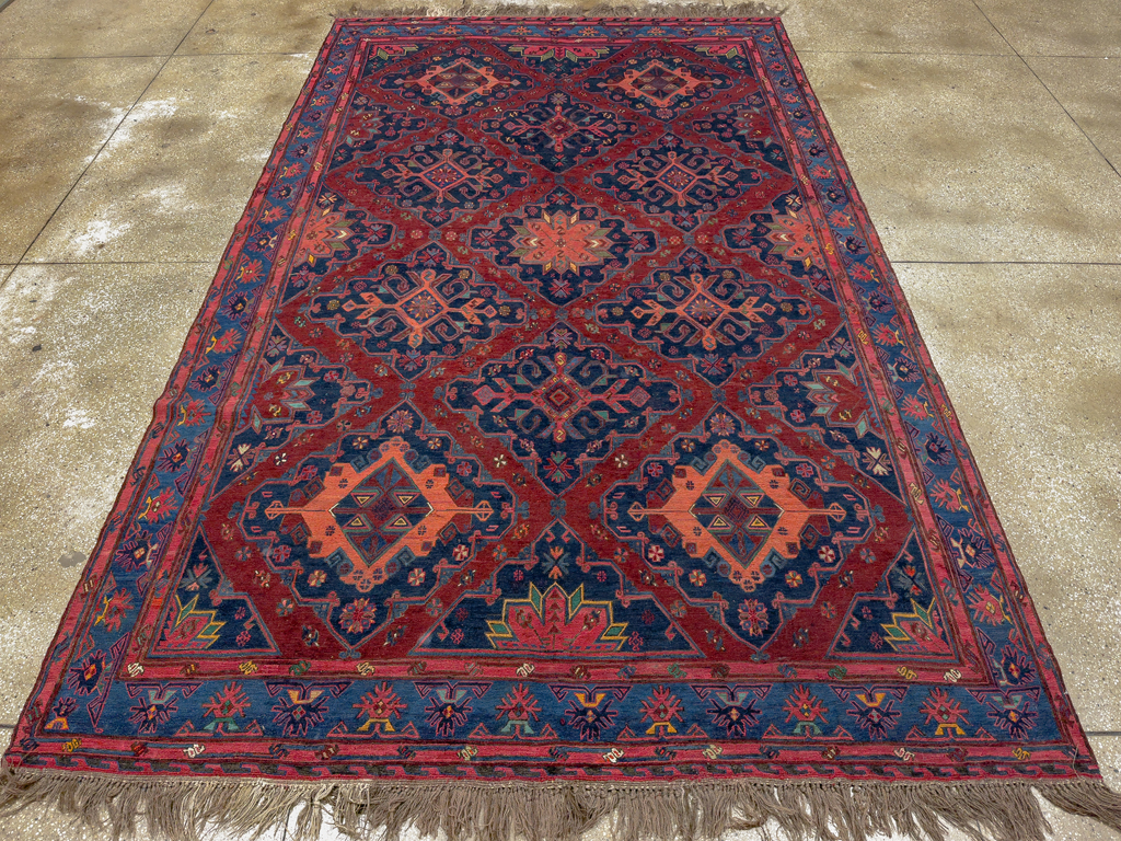 Vintage Central Asian Soumak Gallery Carpet, No.32416 - Staging