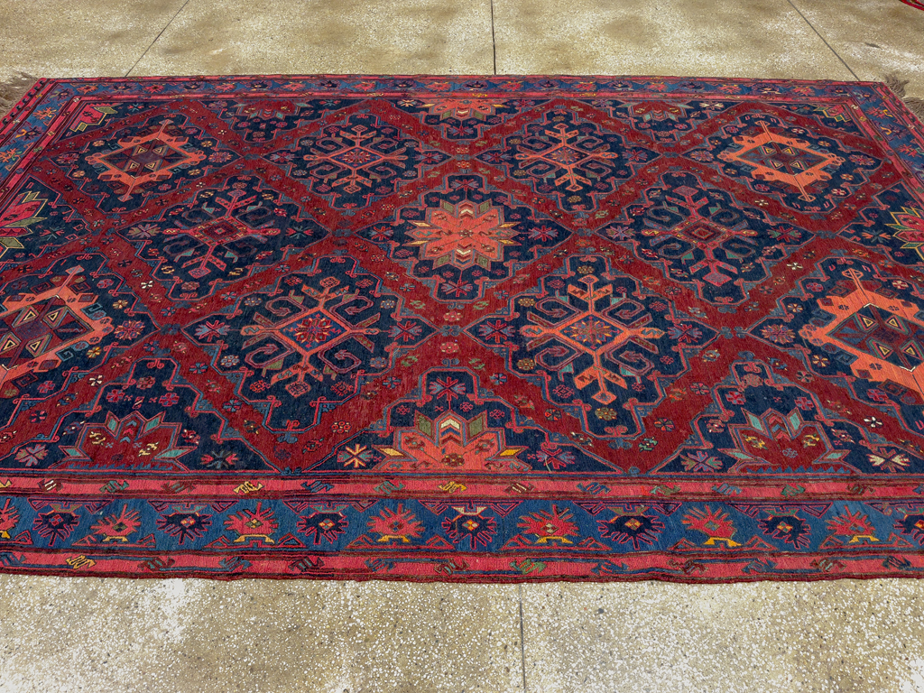 Vintage Central Asian Soumak Gallery Carpet, No.32416 - Staging