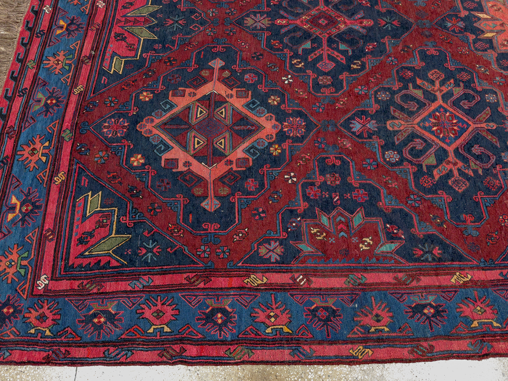 Vintage Central Asian Soumak Gallery Carpet, No.32416 - Staging