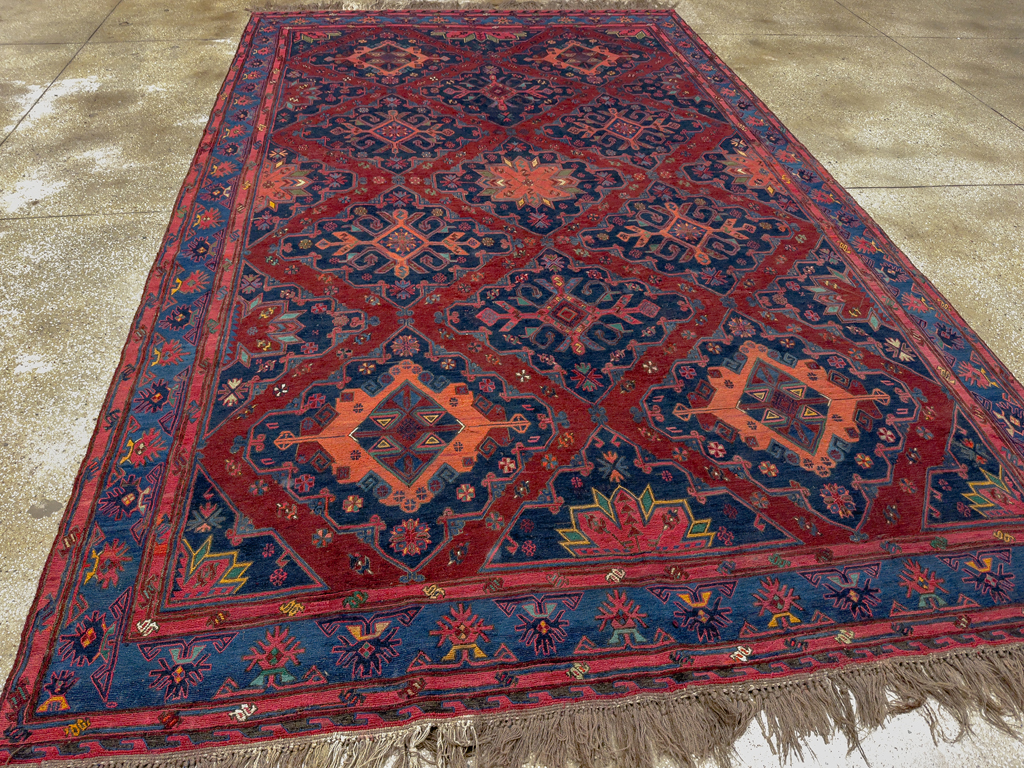 Vintage Central Asian Soumak Gallery Carpet, No.32416 - Staging
