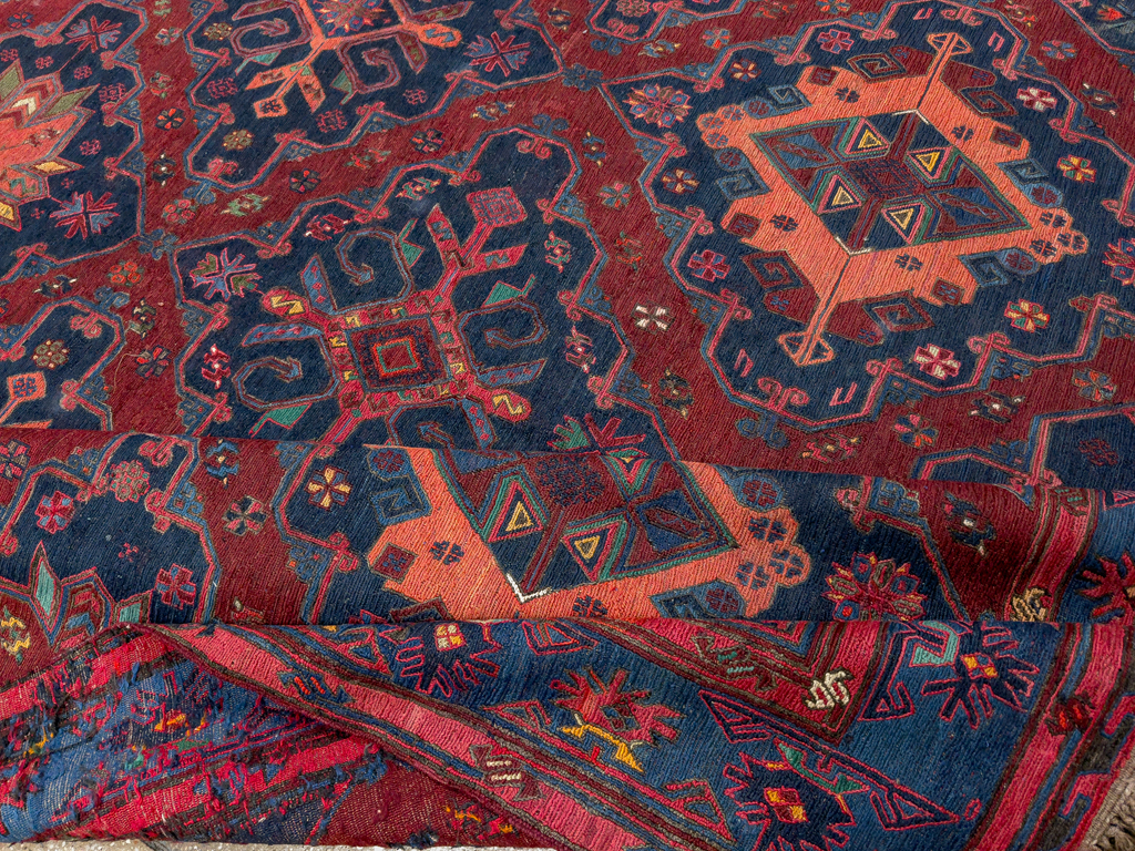 Vintage Central Asian Soumak Gallery Carpet, No.32416 - Staging