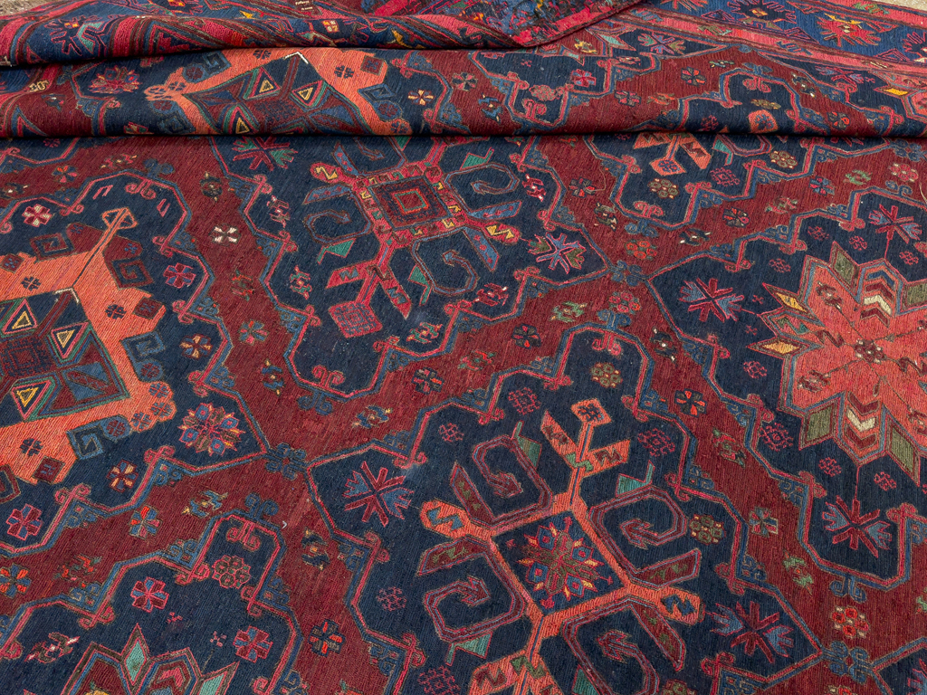 Vintage Central Asian Soumak Gallery Carpet, No.32416 - Staging