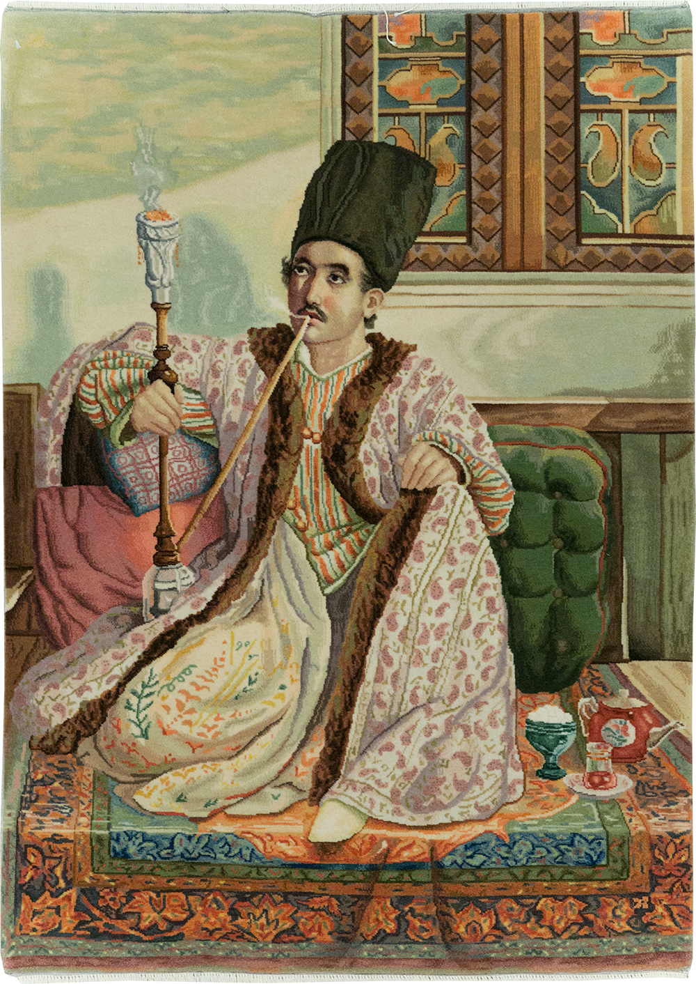 Vintage Persian Tabriz Pictorial Throw Rug (Pair: 2 of 2), No.32418 - Staging