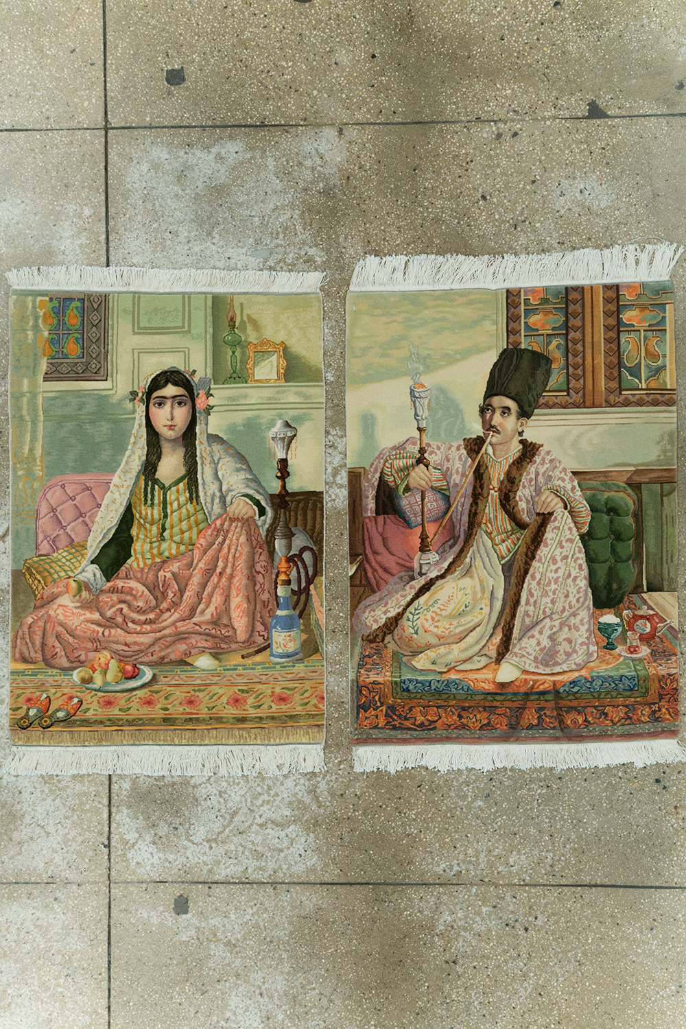 Vintage Persian Tabriz Pictorial Throw Rug (Pair: 2 of 2), No.32418 - Staging