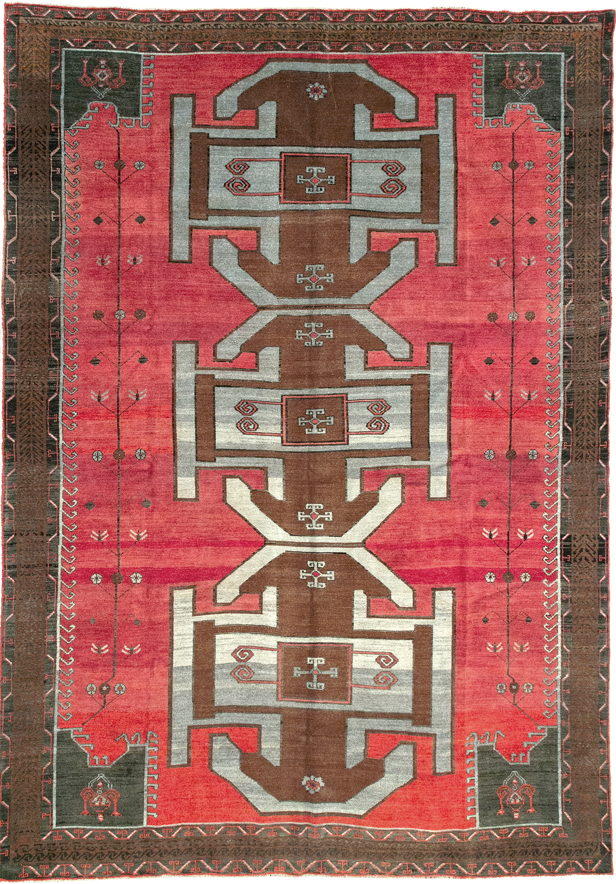Vintage Turkish Anatolian Tribal Room Size Carpet, No.32419 - Staging