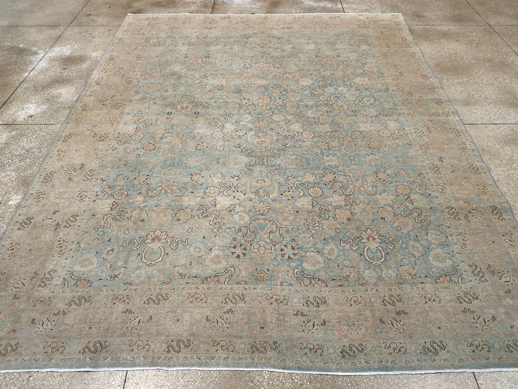 Antique Persian Tabriz Room Size Carpet, No.32422 - Staging