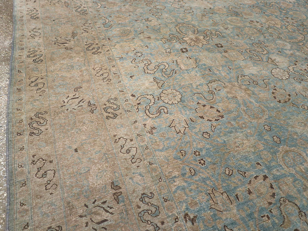 Antique Persian Tabriz Room Size Carpet, No.32422 - Staging