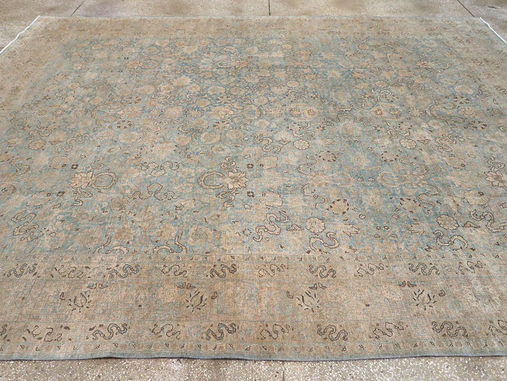 Antique Persian Tabriz Room Size Carpet, No.32422 - Staging