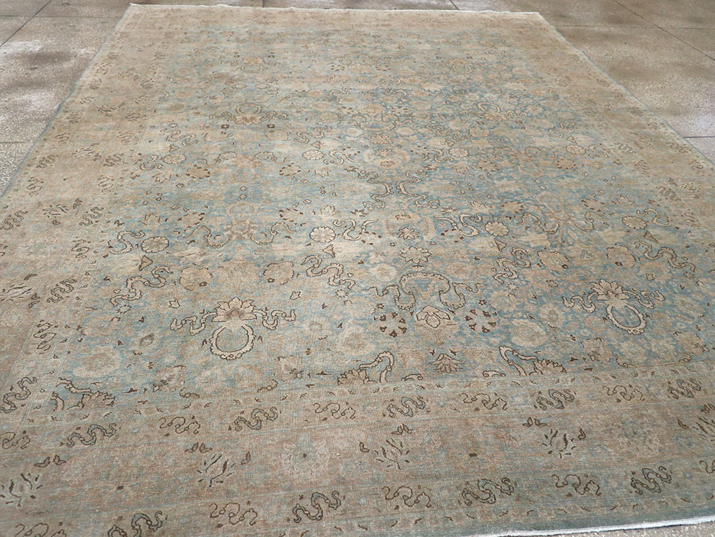 Antique Persian Tabriz Room Size Carpet, No.32422 - Staging