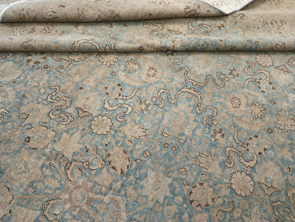 Antique Persian Tabriz Room Size Carpet, No.32422 - Staging