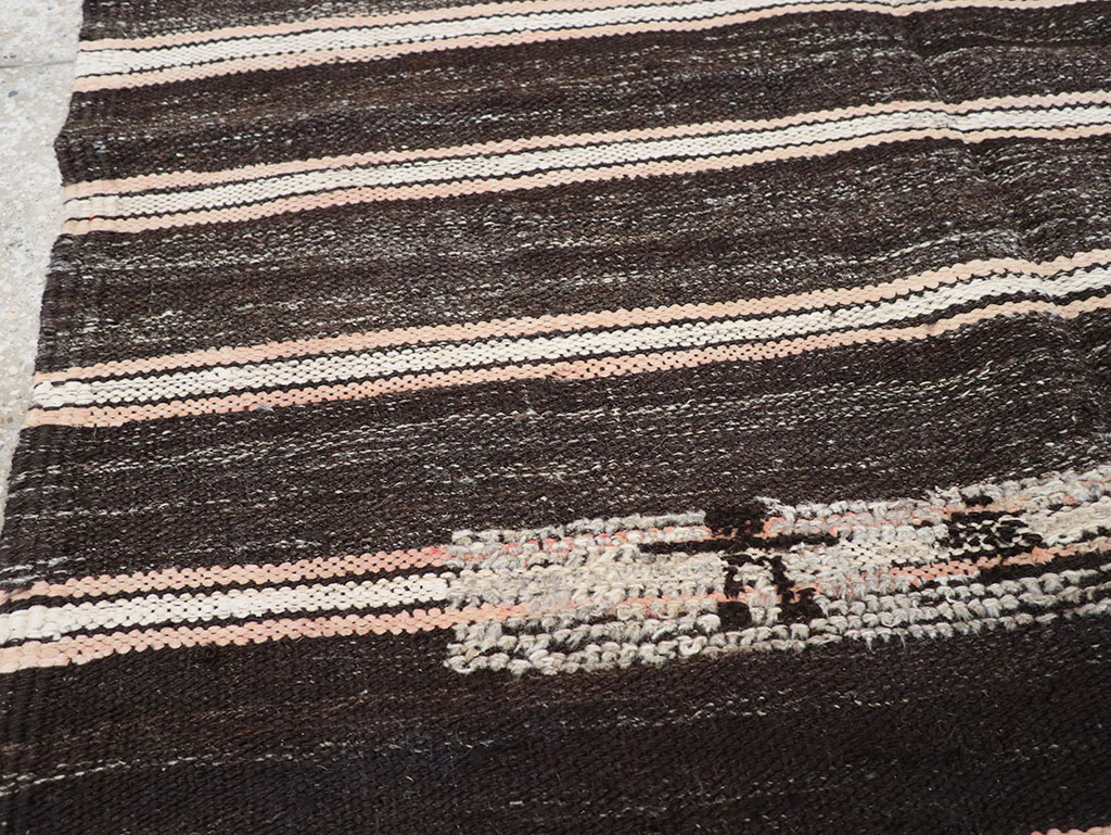 Vintage Persian Flatweave Kilim Pictorial Throw Rug, No.32428 - Staging