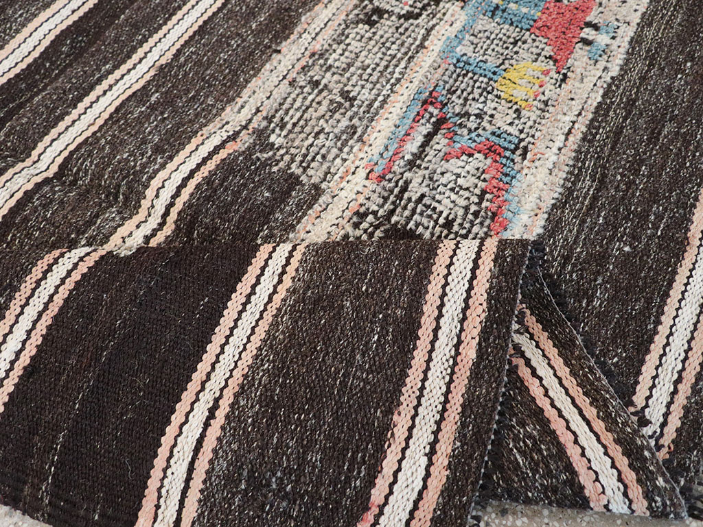 Vintage Persian Flatweave Kilim Pictorial Throw Rug, No.32428 - Staging