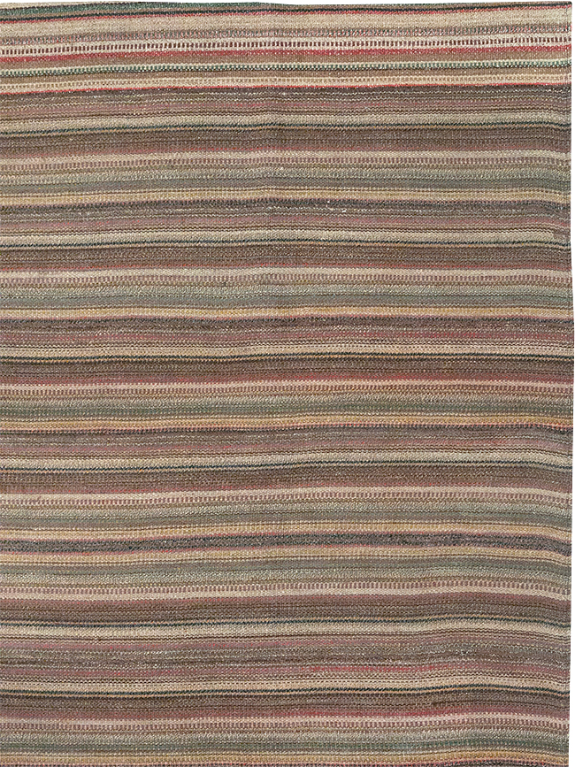 Vintage Persian Flatweave Kilim Room Size Carpet, No.32430 - Staging