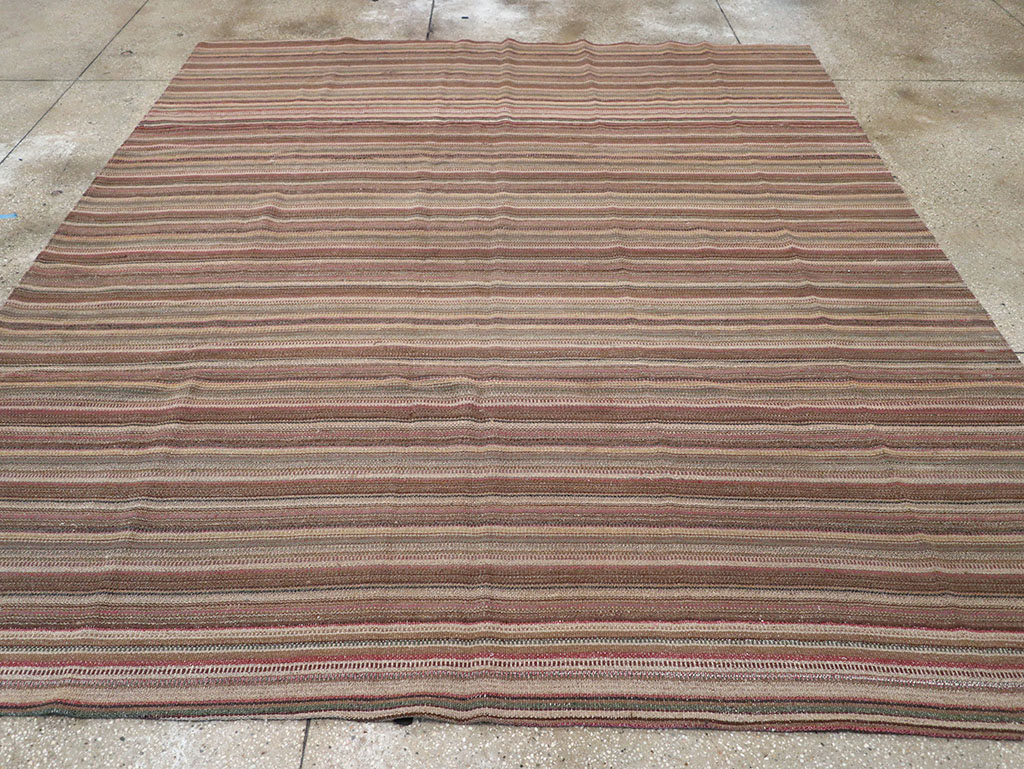 Vintage Persian Flatweave Kilim Room Size Carpet, No.32430 - Staging