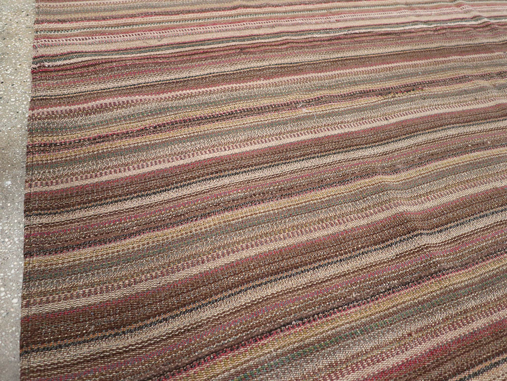 Vintage Persian Flatweave Kilim Room Size Carpet, No.32430 - Staging