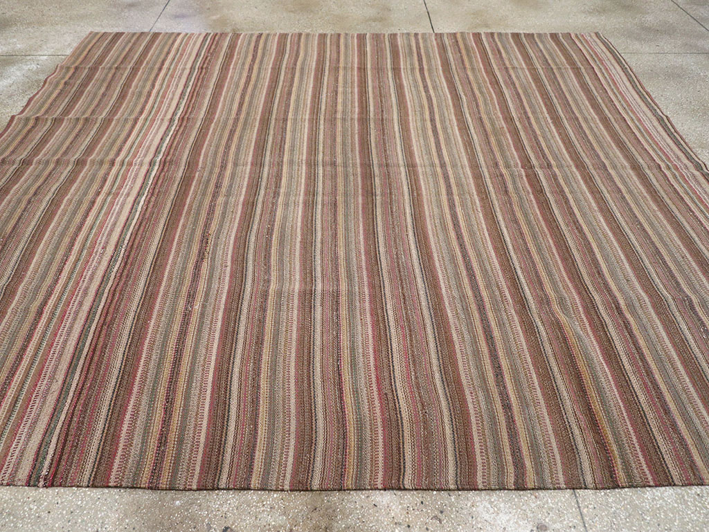 Vintage Persian Flatweave Kilim Room Size Carpet, No.32430 - Staging
