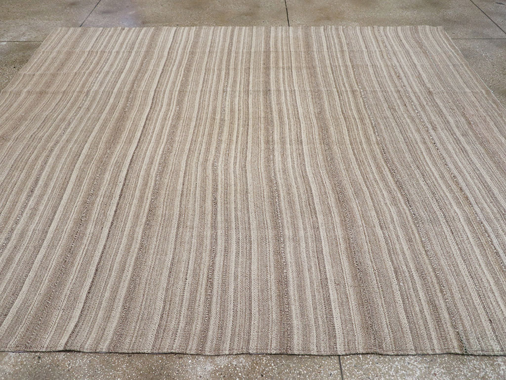 Vintage Persian Flatweave Kilim Small Room Size Carpet, No.32440 - Staging