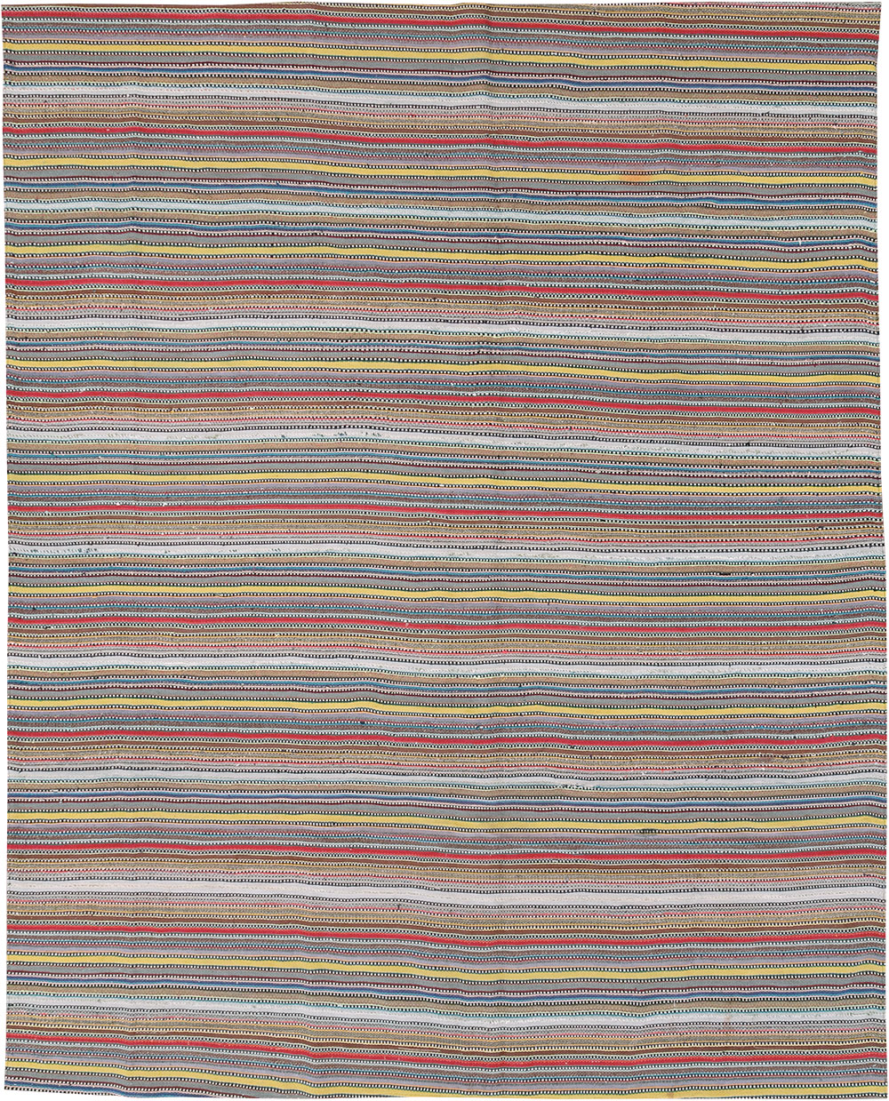 Vintage Persian Flatweave Kilim Small Room Size Carpet, No.32441 - Staging