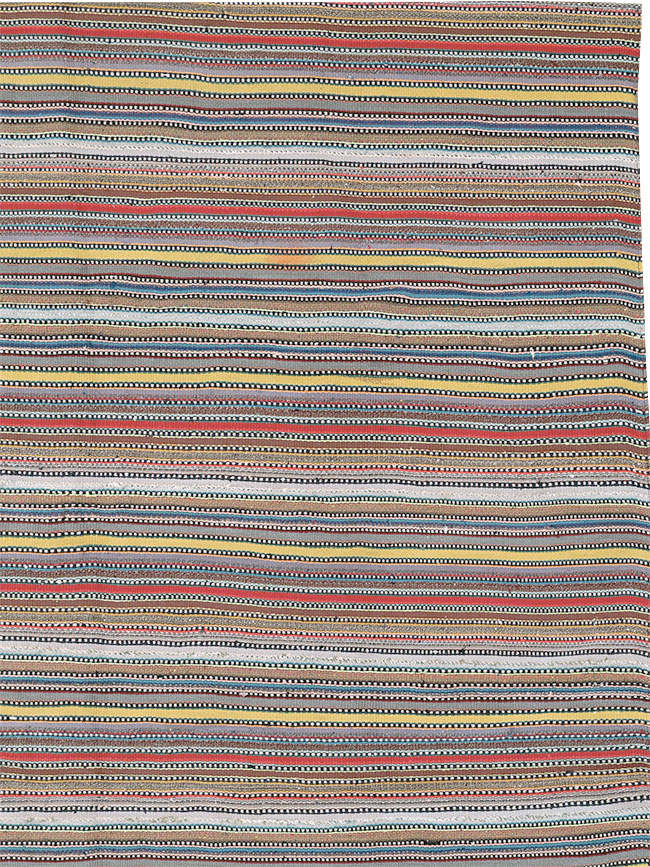 Vintage Persian Flatweave Kilim Small Room Size Carpet, No.32441 - Staging