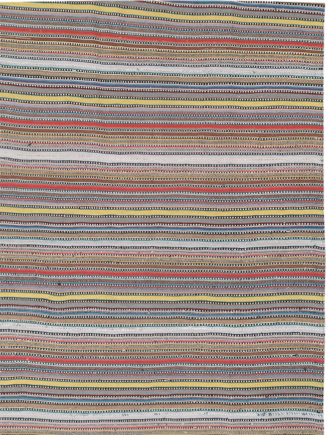 Vintage Persian Flatweave Kilim Small Room Size Carpet, No.32441 - Staging