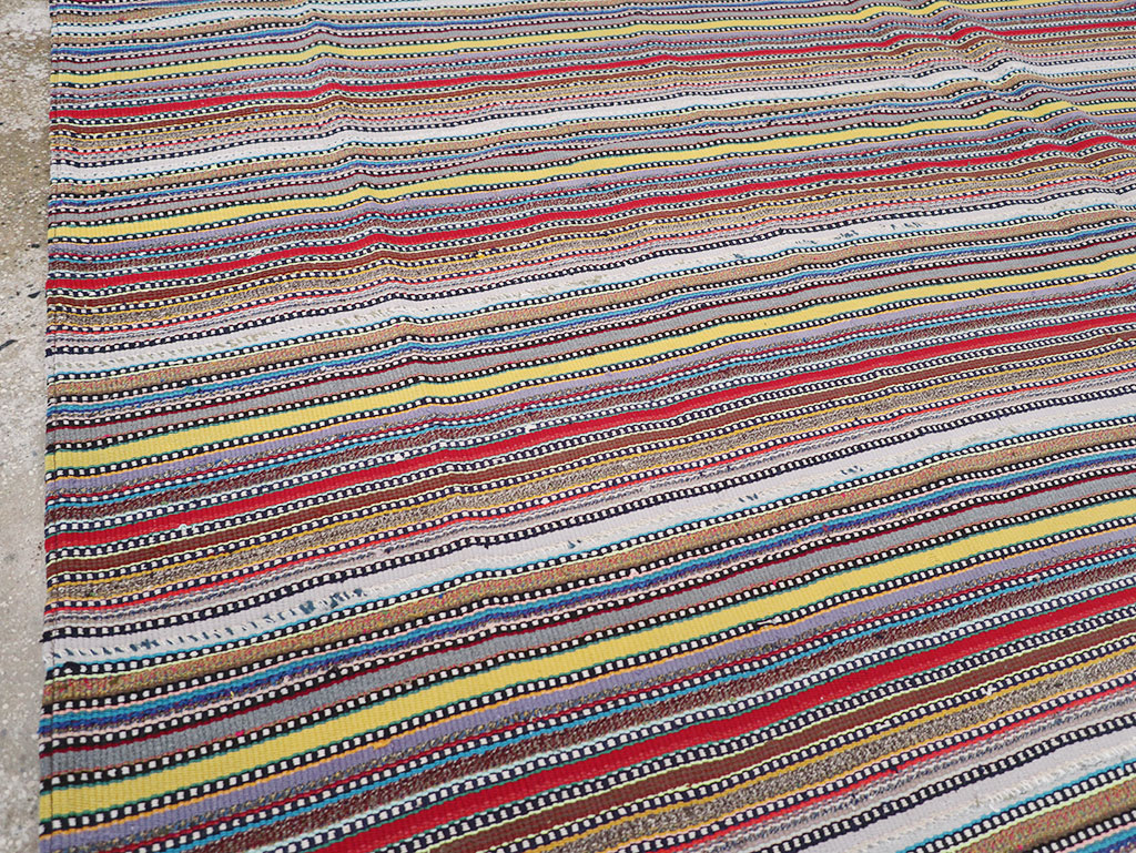 Vintage Persian Flatweave Kilim Small Room Size Carpet, No.32441 - Staging