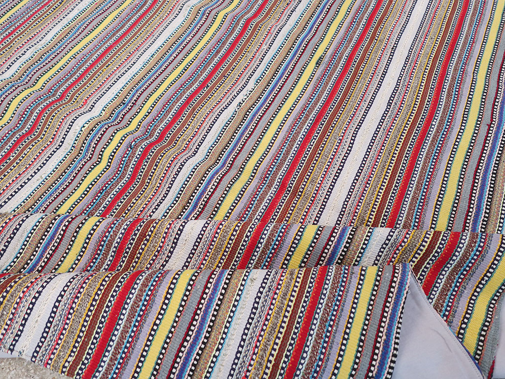 Vintage Persian Flatweave Kilim Small Room Size Carpet, No.32441 - Staging