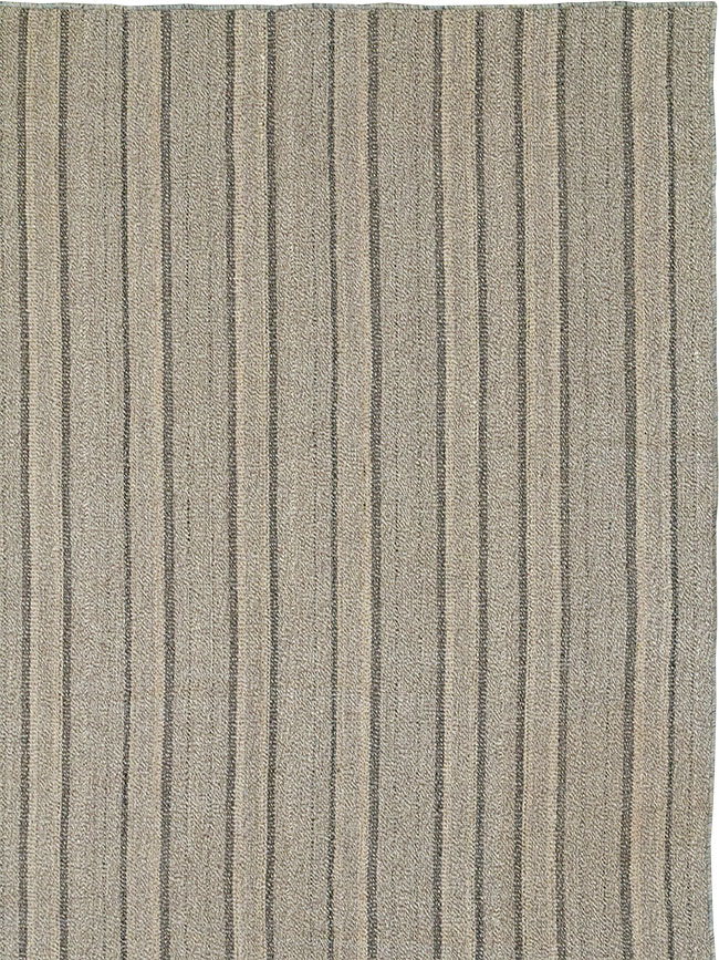 Modern Persian Flatweave Kilim Large Room Size Carpet, No.32446 - Staging