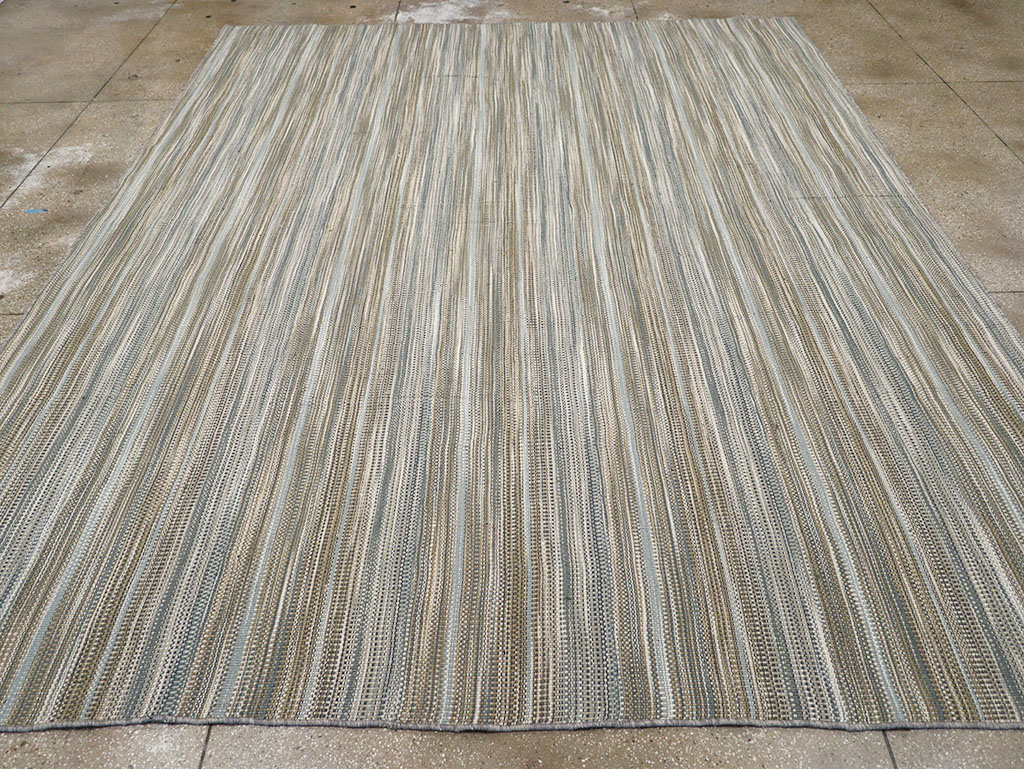 Modern Persian Flatweave Kilim Room Size Carpet, No.32459 - Staging