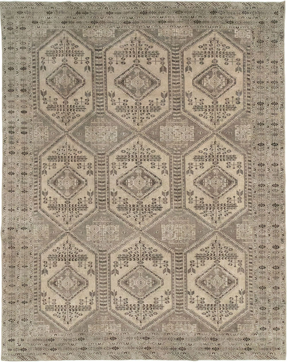 Vintage Persian Afshar Room Size Carpet, No.32468 - Staging