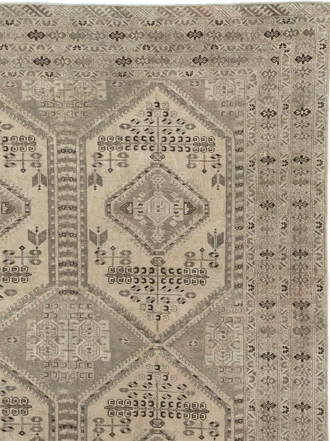 Vintage Persian Afshar Room Size Carpet, No.32468 - Staging
