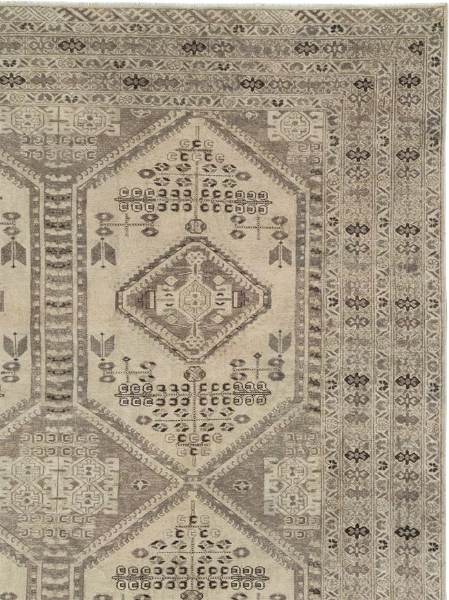 Vintage Persian Afshar Room Size Carpet, No.32468 - Staging