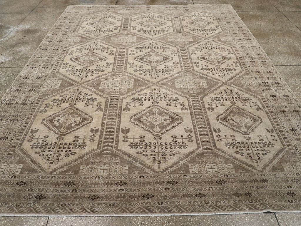 Vintage Persian Afshar Room Size Carpet, No.32468 - Staging