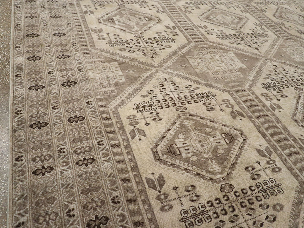 Vintage Persian Afshar Room Size Carpet, No.32468 - Staging
